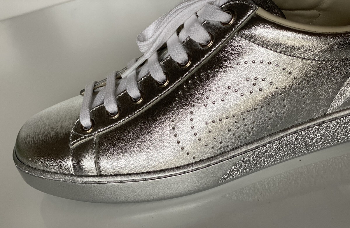Gucci Ace Men\'s Low-top Silver Sneakers 10.5 US (Gucci 10) 660266 Italy NIB NIB Gucci Ace Men main image 2