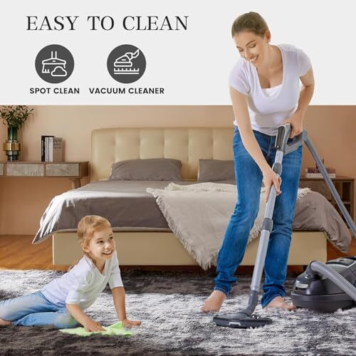 Area Rugs for Living Room, Shag Fluffy Bedroom 8x10 Feet Tie-dyed Dark Gray - Bild 7 von 7