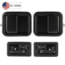 Door Handle Black Inside & Outside Kit Set of 4 for 1997-2004 Jeep Wrangler