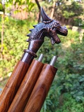 Dragon Head Walking Cane Wooden Walking Stick Handmade Gothic Style Gift Cane