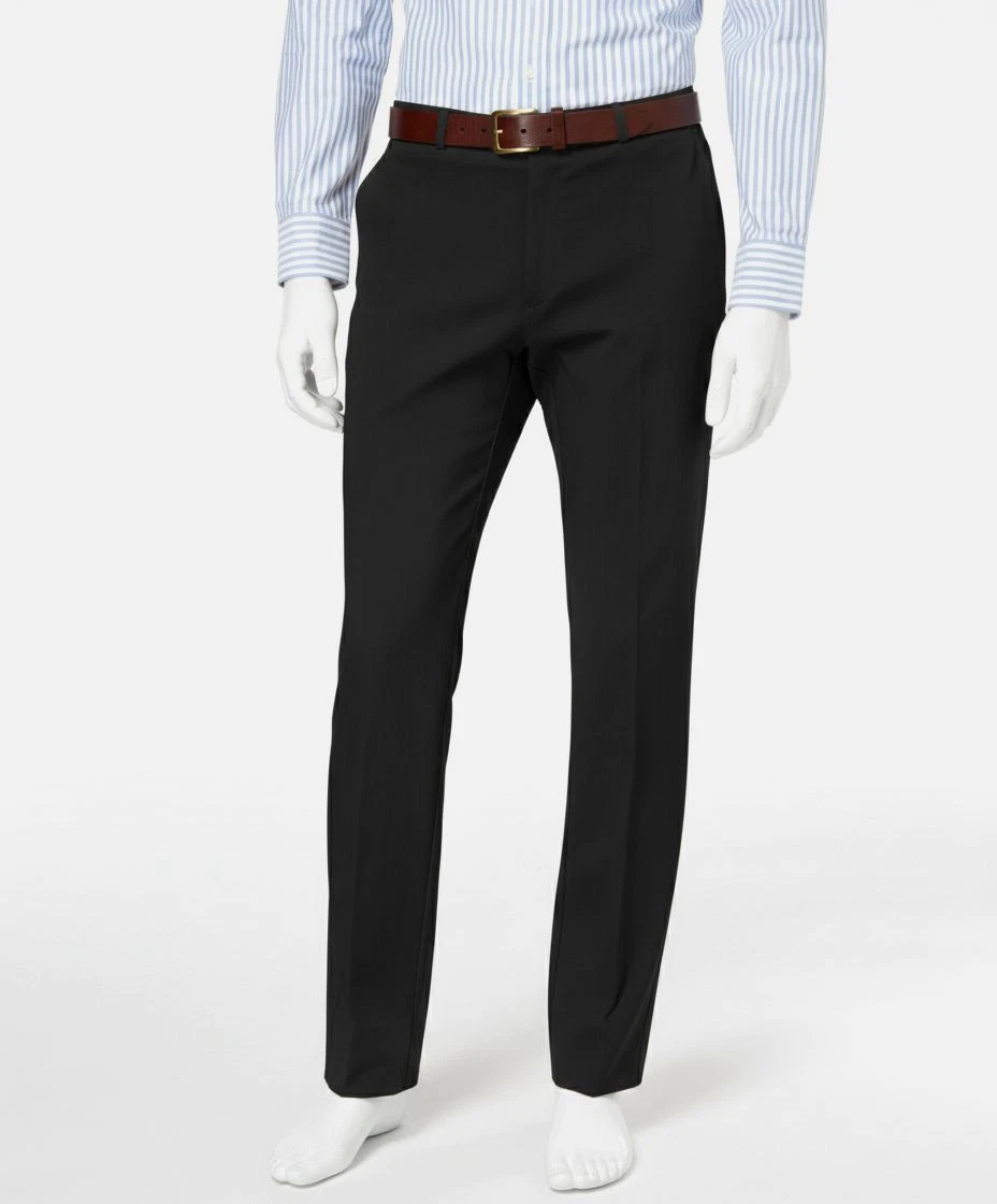 Tommy Hilfiger Mens Black Solid Stretch Modern-Fit Dress Pants Size 40W 32L