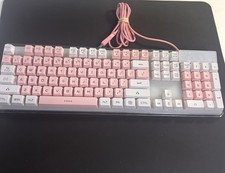 Magegee K1 Keyboard 104 Keys USB Membrane Keyboard Pink lights up