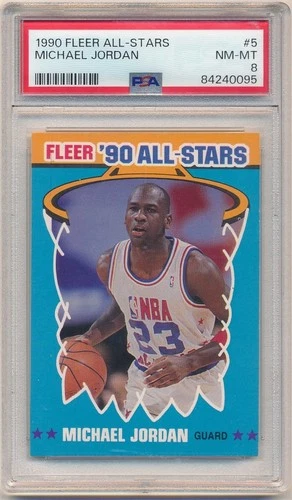MICHAEL JORDAN 1990/91 FLEER #5 ALL STARS CHICAGO BULLS SP PSA 8 NM-MT