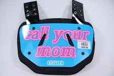 Battle Sports Call Your Mom Chrome Adult Football Back Plate Blue/Pink New Read