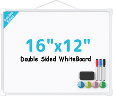 Maxgear Double-Sided Dry Erase Board for Wall, 16"X12" Hanging Whiteboard, Small