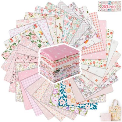 30 Stück 10 x 10 cm Baumwollstoff Konvolut Quadrate Patchwork Blumen Stoff...
