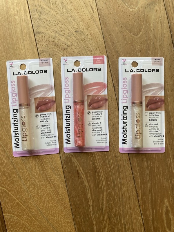 L.A. Colors Moisturizing Lip Gloss - Lot of 3 - Just Kissed & Glazed - Brand New