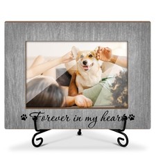 Dog Memorial Picture Frame - Forever in my Heart, 4x6 Wooden Frame with Stand...
