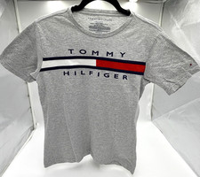 Tommy Hilfiger Youth Boys Gray Flag Logo T-Shirt Size Large 16/18 Pre owned