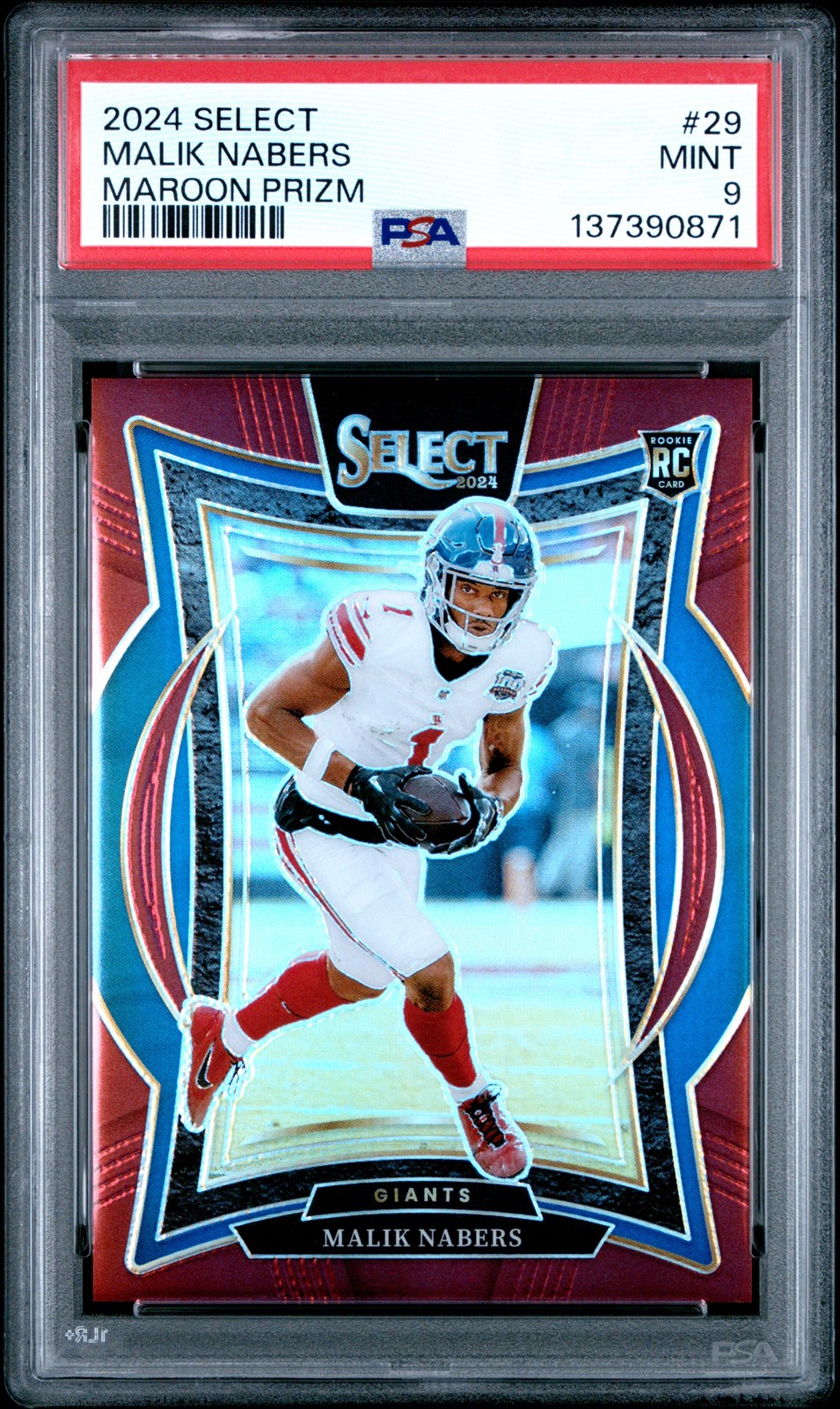 2024 PANINI SELECT MAROON PRIZM #29 MALIK NABERS ROOKIE RC 28/149 PSA 9