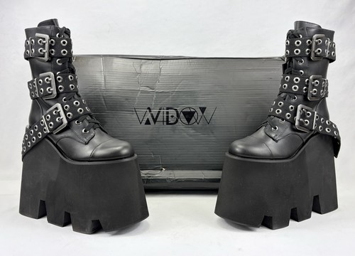 Dolls Kill Widow Grudge Match Mega Platform Buckle Boots Black Sz 10 NIB