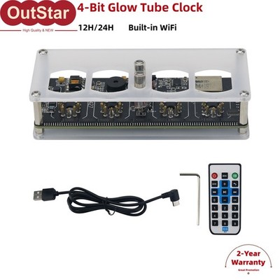 EI427 QS27 4-Bit Glow Tube Clock Nixie Tube Clock Base w/Speaker/ WiFi Function