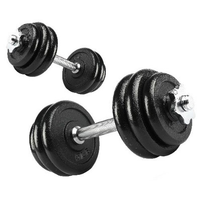  40lb Adjustable Dumbbell Set, Chrome & Black