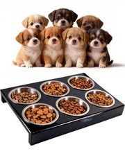 Puppy Feeding System 6 Litter Multiple Dog Bowl Feeder with Metal Stand Puppy...