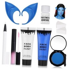 8pcs Avatar Makeup Kit,Navy Blue White Face Paint, Royal Blue Face Paint for