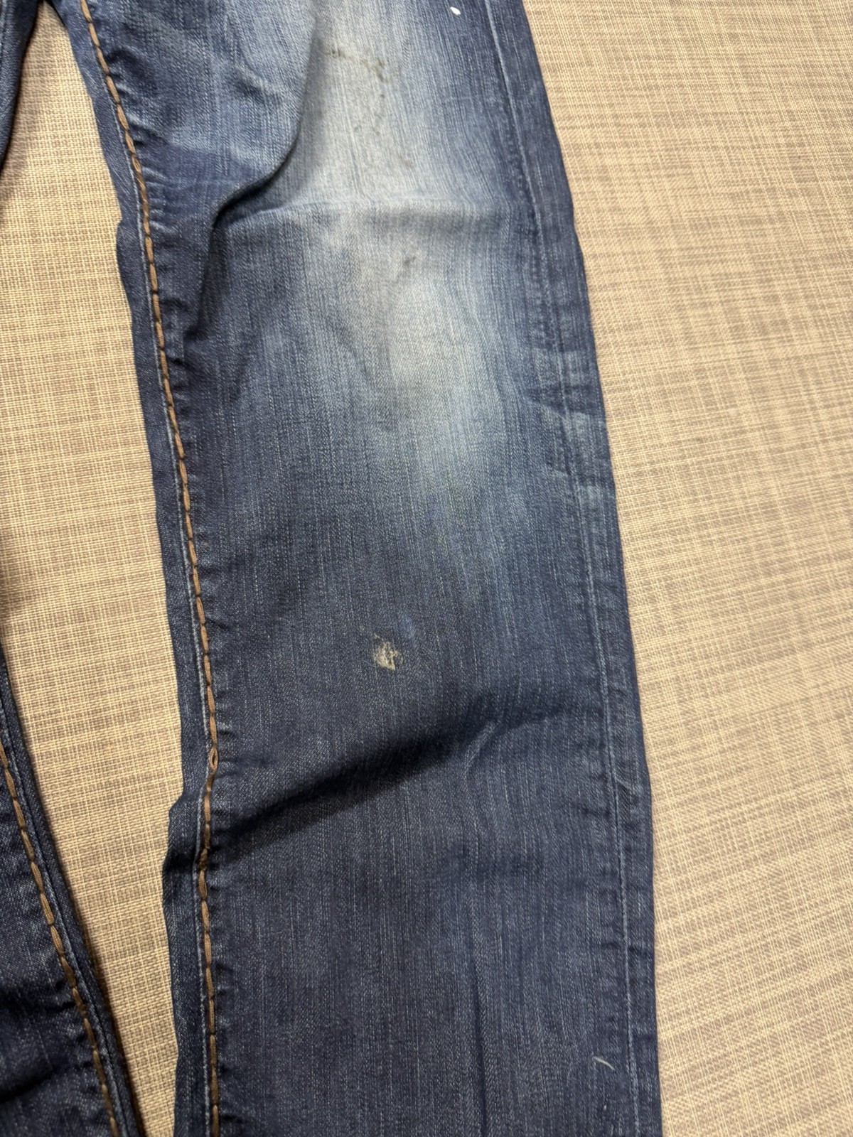 True Religion Men's Y2K Relaxed Fit Blue Jeans Paint Splatter Size 32x30 thumbnail 4