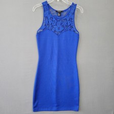 Forever 21 Royal Blue Mini Dress Bodycon Stretch Lace Sleeveless Women's Size S