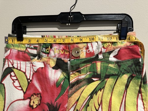 Pantalones de mezclilla DESIGUAL blancos estampados florales Ombré para mujer talla 30 ropa de festival - Imagen 7 de 11