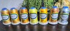 Thread Art Machine Embroidery Lot of 7, Polyester 1000M Spools Gold/Yellow