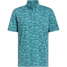Adidas Go-To Printed Polo Mens Small Arctic Fusion Teal NWT II7835 Golf Shirt