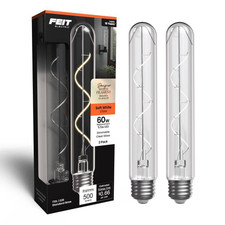 60W Equiv. T10L Dimmable Spiral White Filament Clear E26 Vintage Edison Tubular
