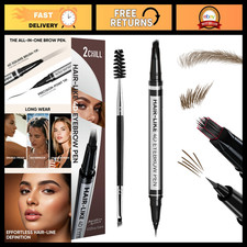 2-Pack Dual-Ended Microblading Eyebrow Pens, 4D Brush-Tip for Natural Brows