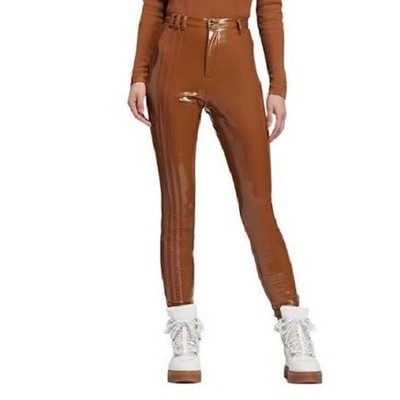 IVY PARK x ADIDAS Beyonce Brown 3-Stripe Latex Shiny Skinny Pants