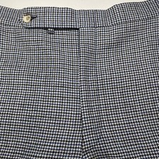 80s Custom Dress Trousers 32x31.5 Cuffed Wool Slim Houndstooth Plaid Side Tabs