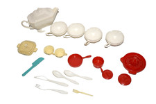 Vintage Plastic Childs Toy Tea Set  More 21 Pieces