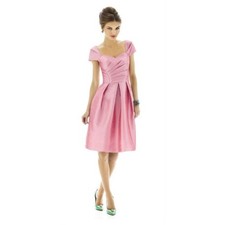Alfred Sung Cocktail Dress Womens 12 Coral Pink Dupioni Pleated Sweetheart D574