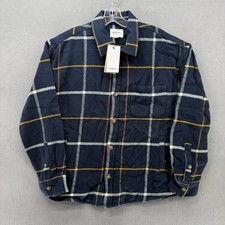 Goodfellow  Co Mens Large Blue Plaid Flannel Shirt Jacket Button Up