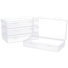 4 Packs 4x7.5x1.6inch Rectangle Clear PP Plastic Box Containers Bead Storage ...