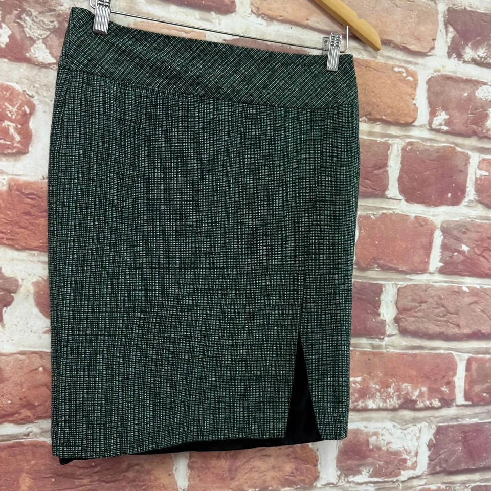 Falda de estudio Express Design para mujer 0 verde a cuadros abstracta carrera trabajo cremallera Foto 2 de 4
