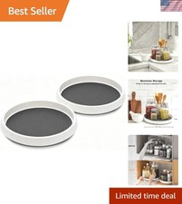 Lazy Susan Turntable Organizer 2 Pack - 10" Rotating Spice Rack Trays  Featu...