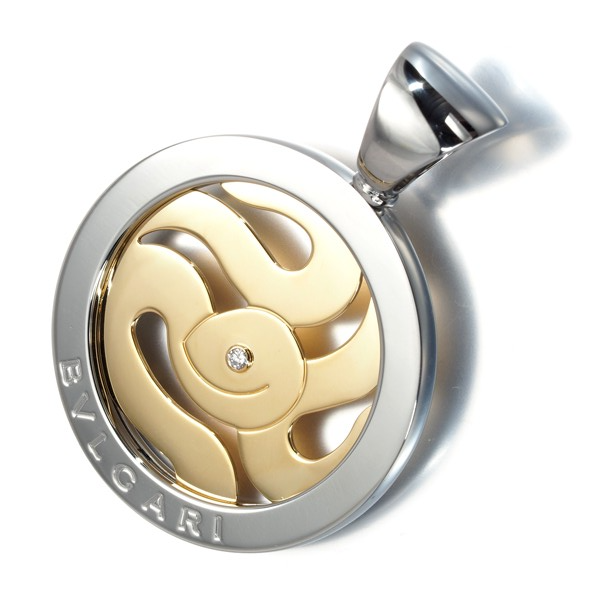 BVLGARI Tondo Snake Diamond 18K Yellow Gold 31mm Pendant