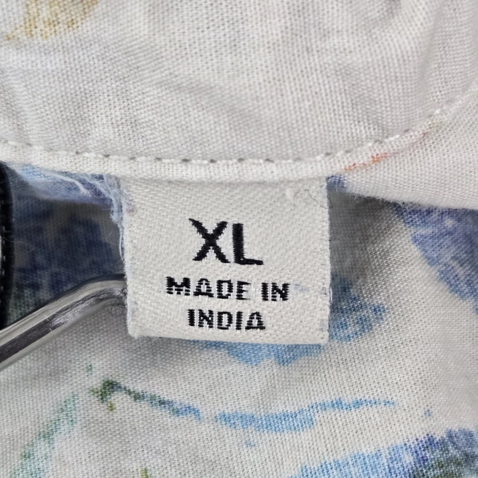 Vans Hombres Camisa Abotonada XL Off-White Floral Camisa Hawaiana Bolsillo Corto Foto 4 de 4