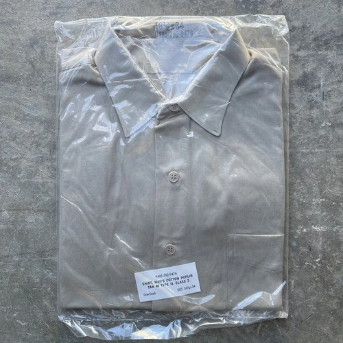 NOS Vintage 60s US Military Poplin Shirt 16.5 X 34 Vietnam Deadstock Large