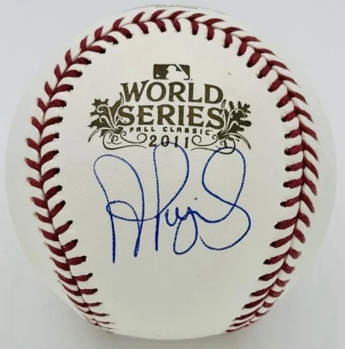 ALBERT PUJOLS SIGNED 2011 WORLD SERIES LOGO BASEBALL ST. LOUIS CARDINALS BAS 50