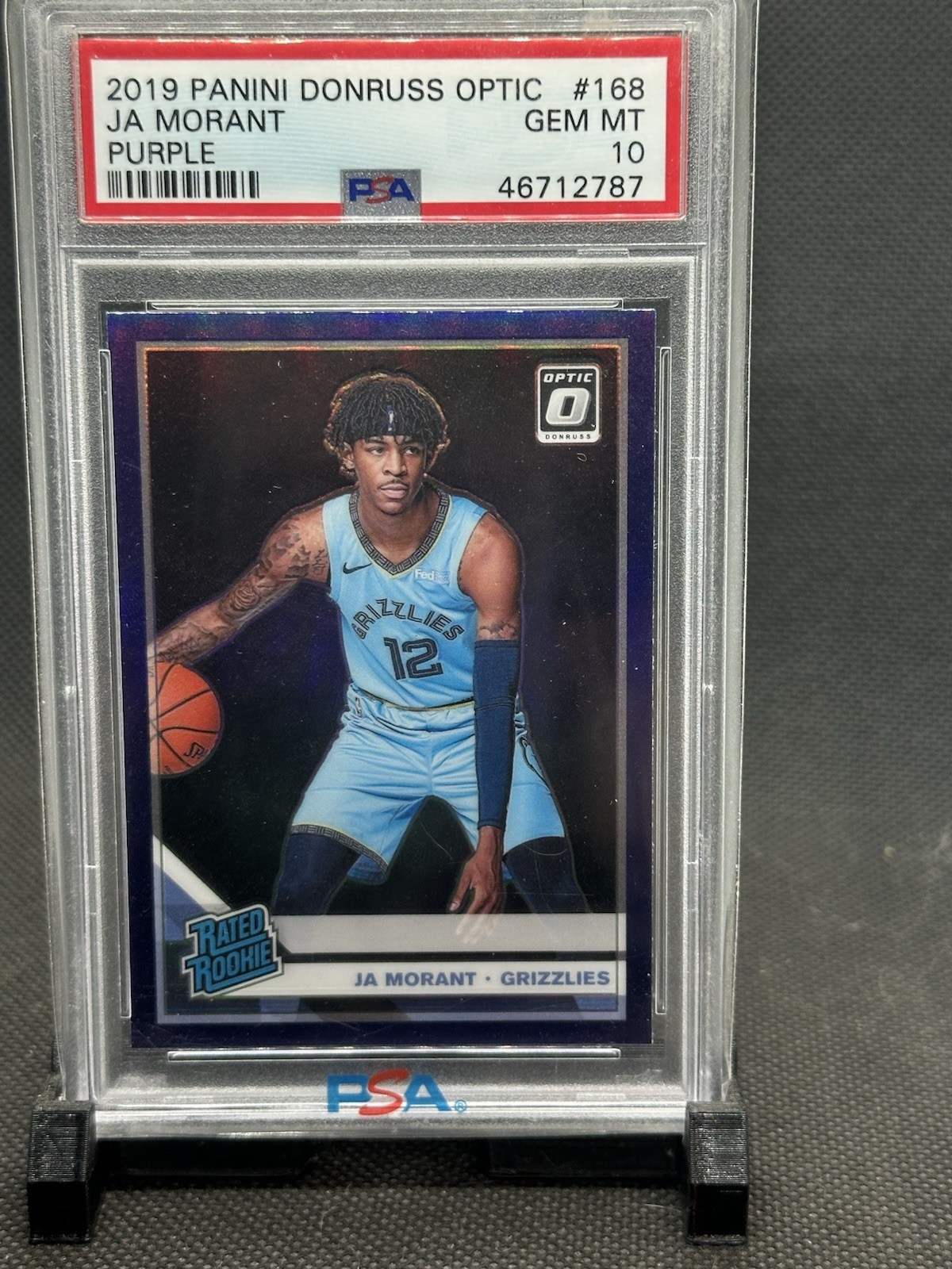 2019 Donruss Optic Ja Morant #168 Purple Prizm RC PSA 10 Gem Mint
