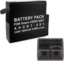 GoPro HERO 5 6 Battery with Storage Pouch   Rechargeable Action Camera Battery