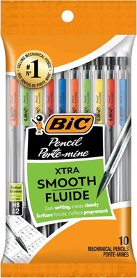 Xtra-Smooth Mechanical Pencils with Erasers, Medium Point (0.7mm), 10-Count Pack