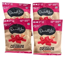 1lb /16oz Darrell Lea Australian Soft Licorice Strawberry 4 x 4 oz PLANT BASED