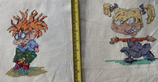 2 Completed Counted Cross Stitch Pictures - Cute Rugrats