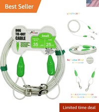 Lightweight Reflective Tie-Out Cable 25ft for Dogs Up to 35 Pounds - Secure Play