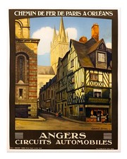 Affiche de voyage française vintage art mural - Angers Paris Orléans