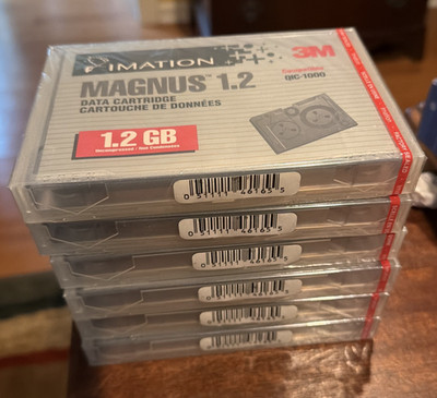 Lot of 6 - QIC-1000 1/4'' 1.2GB Data Cartridges, Imation MAGNUS 1.2, NOS, Sealed