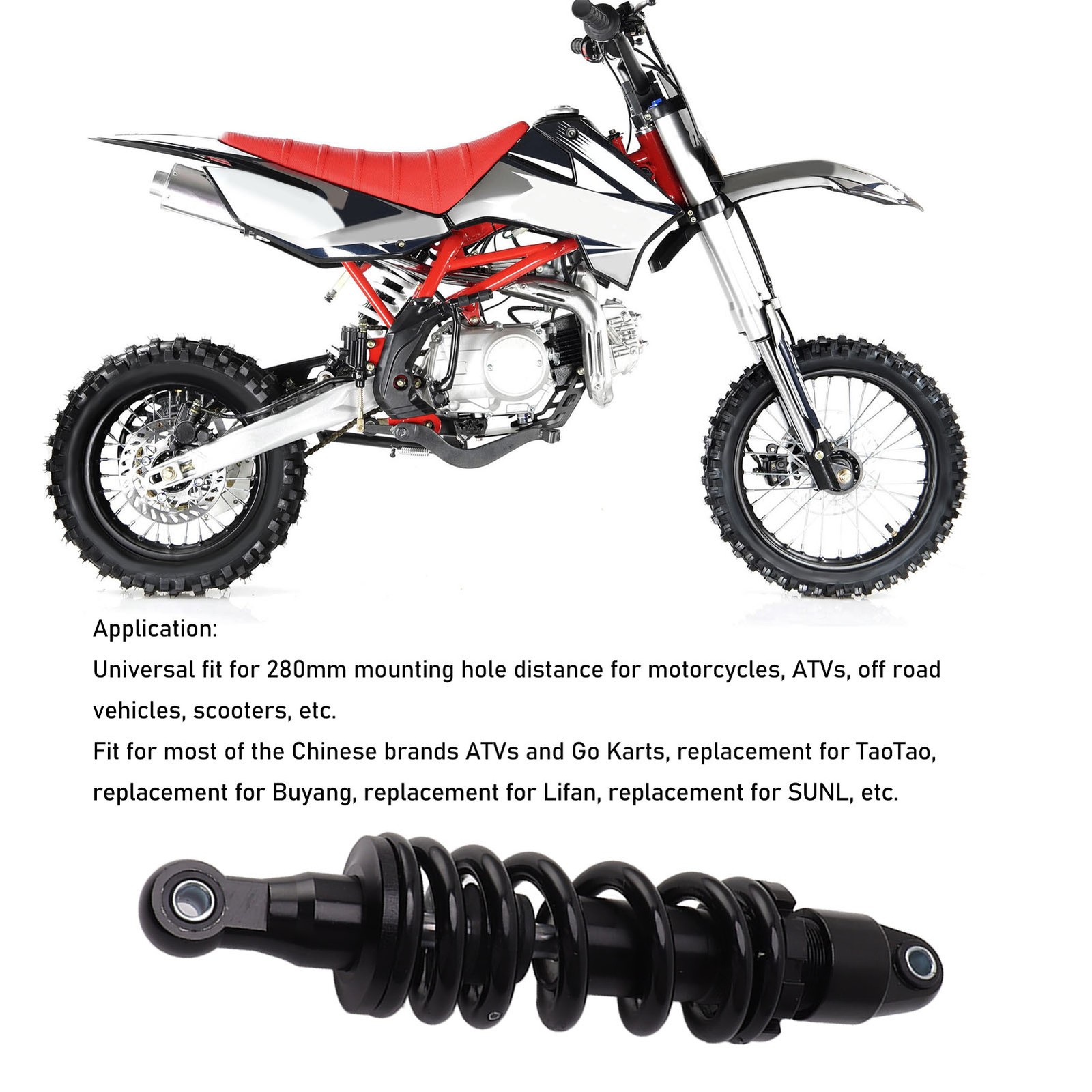 280mm Shocks Absorber Adjustable Spring Pressure Suspension Shock Strut Damp TPG