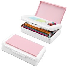 Pencil Box, Double Layer Pencil Case, Large Capacity Plastic Pencil Boxes wit...
