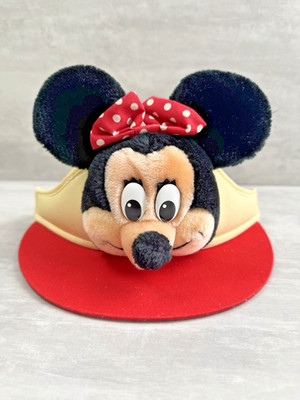 Vintage Walt Disney World Minnie Mouse Sonnenblende Hut-rot/3D Kopf-Erwachsene