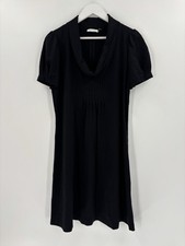 Calvin Klein Dress Womens 12 Black Knit Short Sleeves Pleated Cowl Knee Length